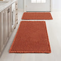 MIULEE Fall Orange Waffle Bath Rugs Set of 2 - Cozy Absorbent Mats