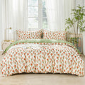 SAPHREAS Red Tulips Floral Green Leaves Duvet Cover Set Queen Size