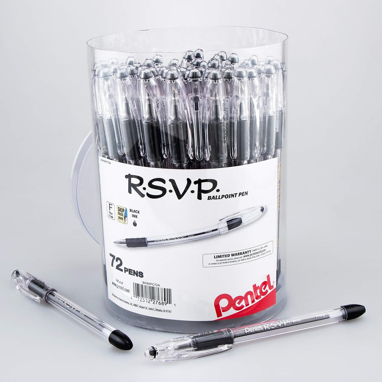 Pentel RSVP Ballpoint Pen Canister of 72 for Smooth Writing