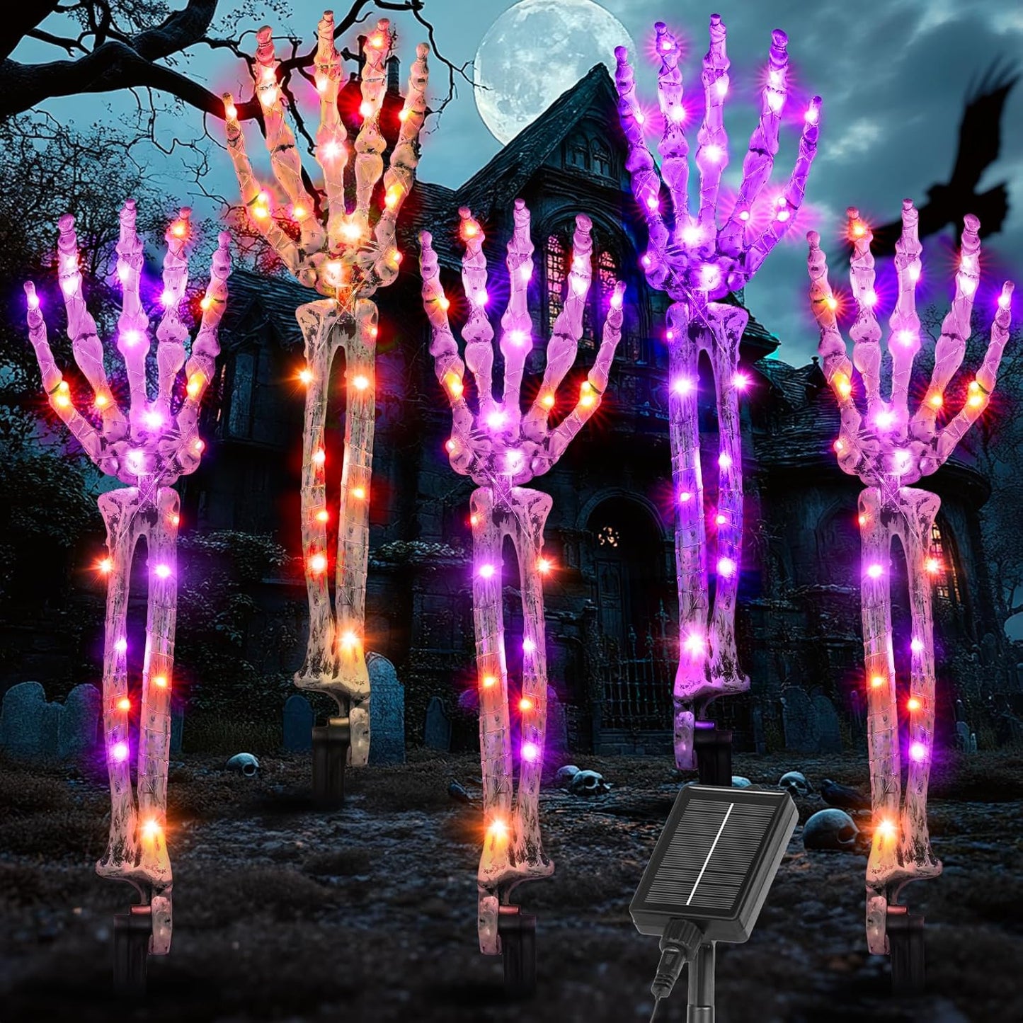 5-Pack Solar Lighted Skeleton Arm Stakes for Halloween Decor