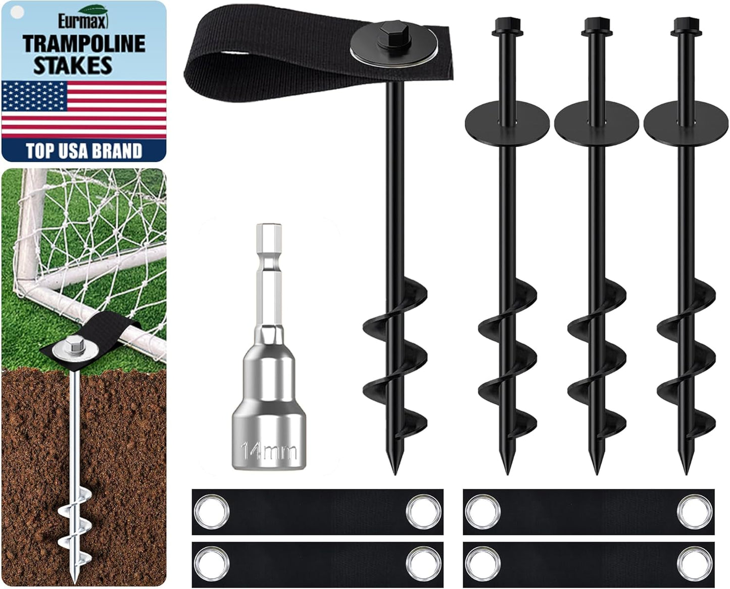 Eurmax Ground Anchors for Trampolines and Tents - Heavy Duty
