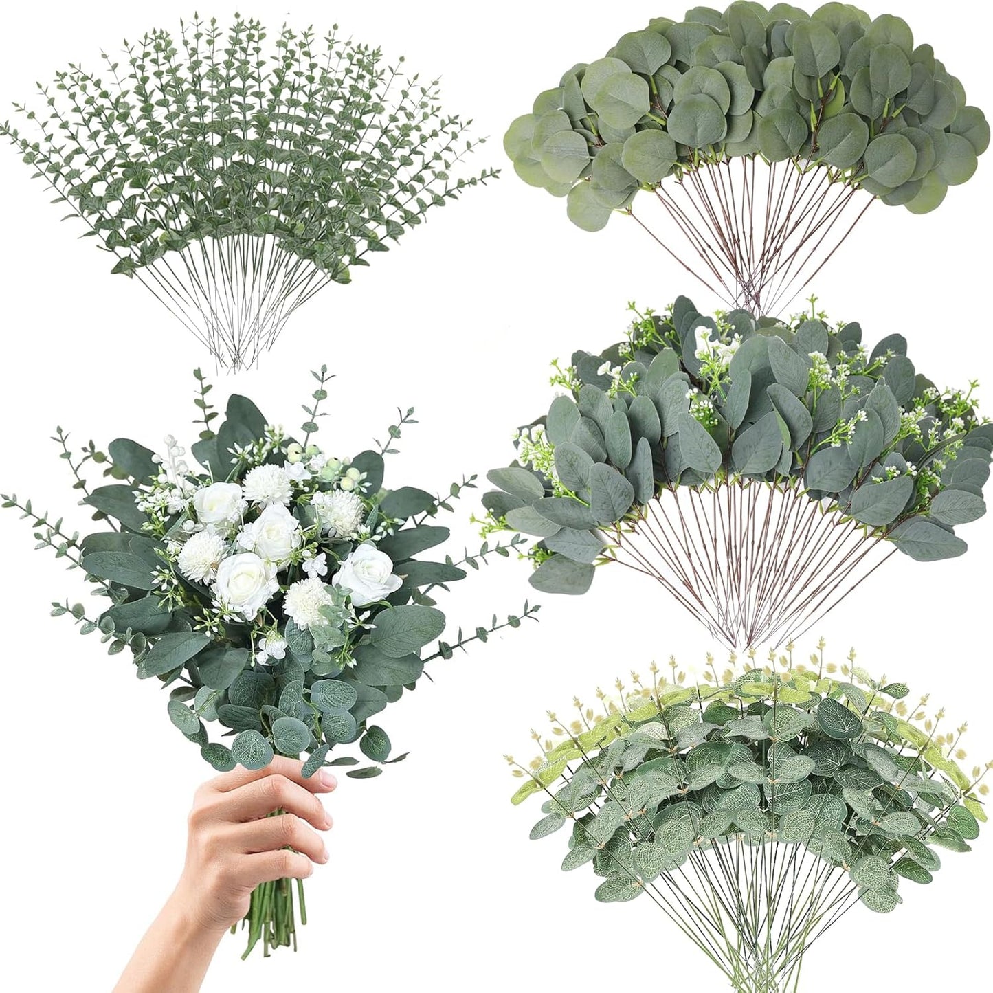 Eucalyptus Leaves Stems 150 PCS for Wedding Decor and More