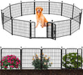ADAVIN Tall Garden Fence Border with Gate - Durable Black Metal Dog