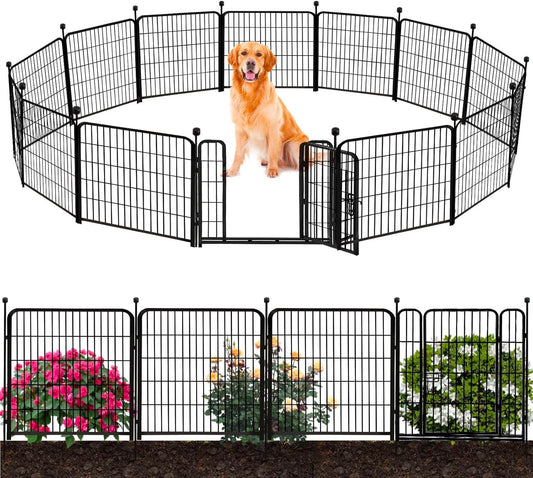 ADAVIN Tall Garden Fence Border with Gate for Outdoor Use