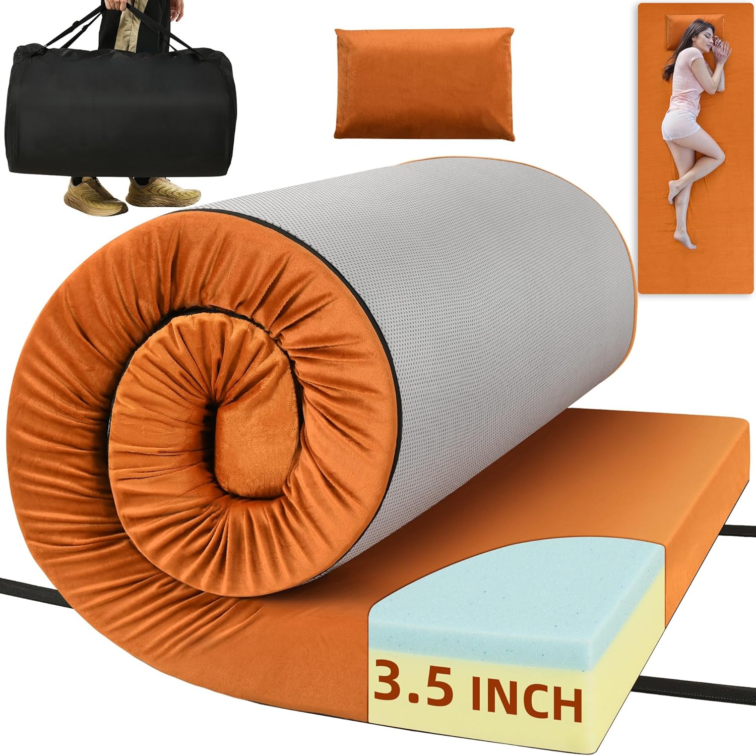 DWVO Memory Foam Camp Pad: 3.5 IN Thick Mattress