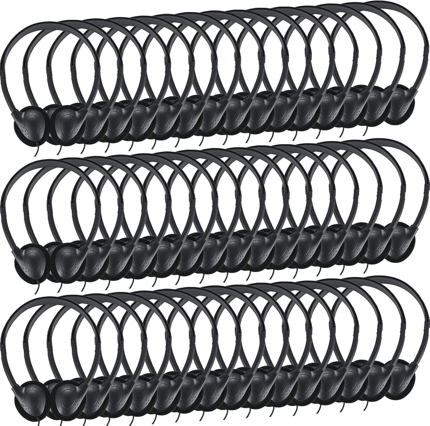 Bulk Classroom Headphones for Kids - 100 Pack Wired On-Ear