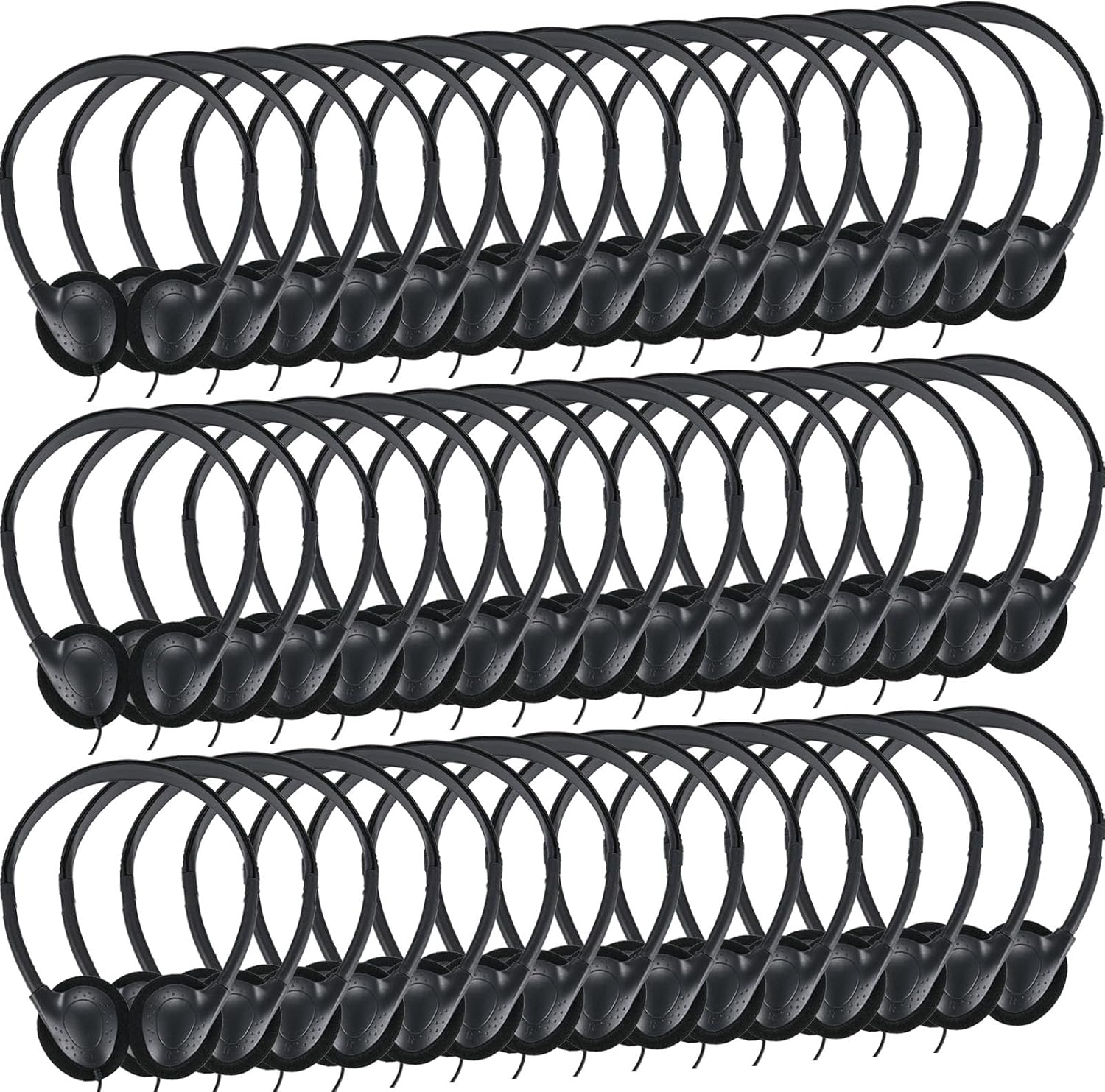 Bulk Classroom Headphones for Kids - 100 Pack Wired On-Ear