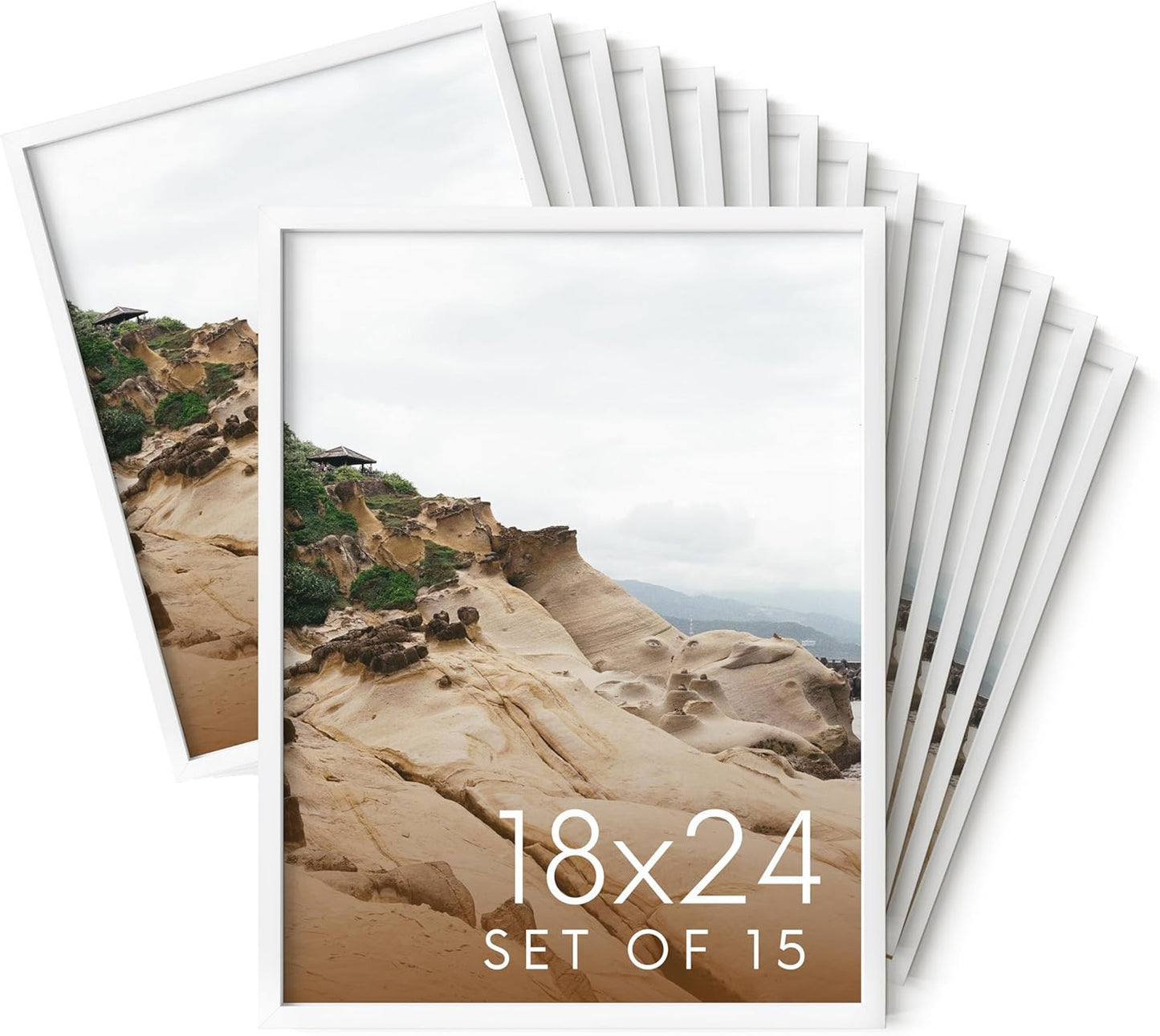 18x24 White Metal Picture Frames - Premium Aluminum Set of 15