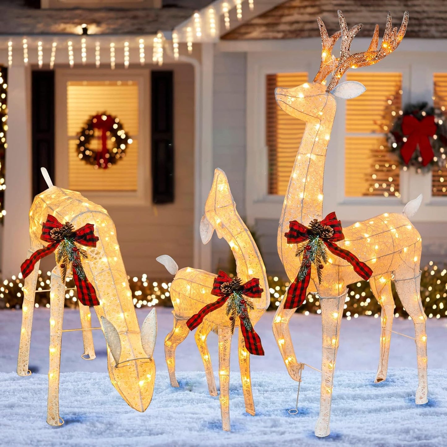 Pre-Lit Reindeer Family Set for Outdoor Christmas Decor