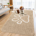 Smiry Dog Door Mat 59x35 in Beige - Absorbent Chenille Entry Rug