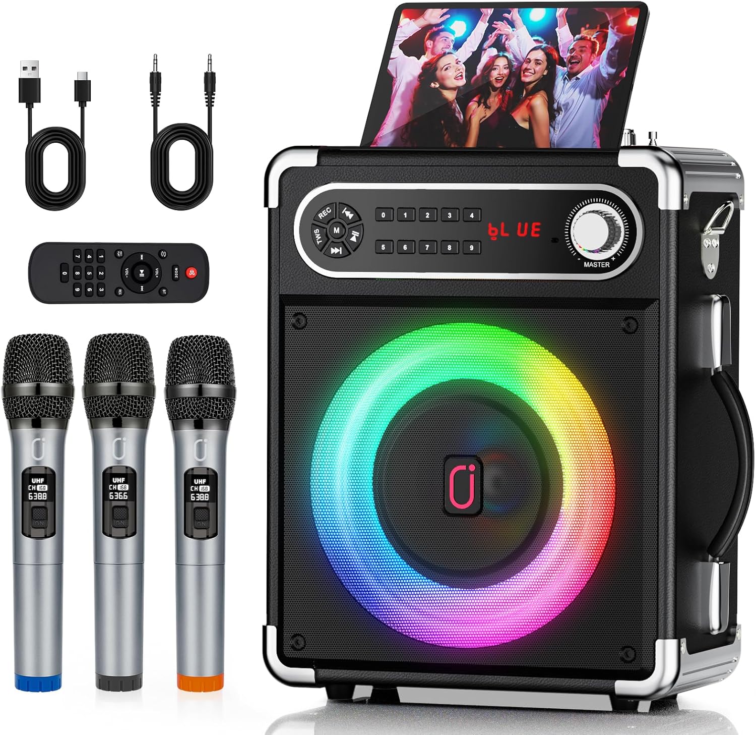 Karaoke Machine with 3 Wireless Microphones for Fun Parties