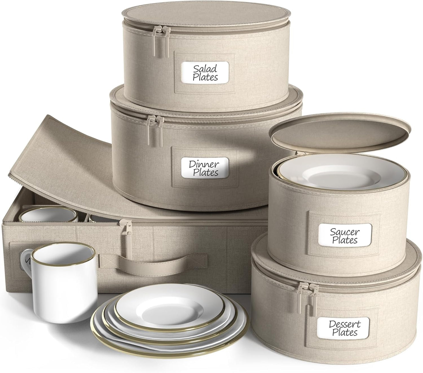 Sorbus China Storage Containers for Dinnerware and Mugs