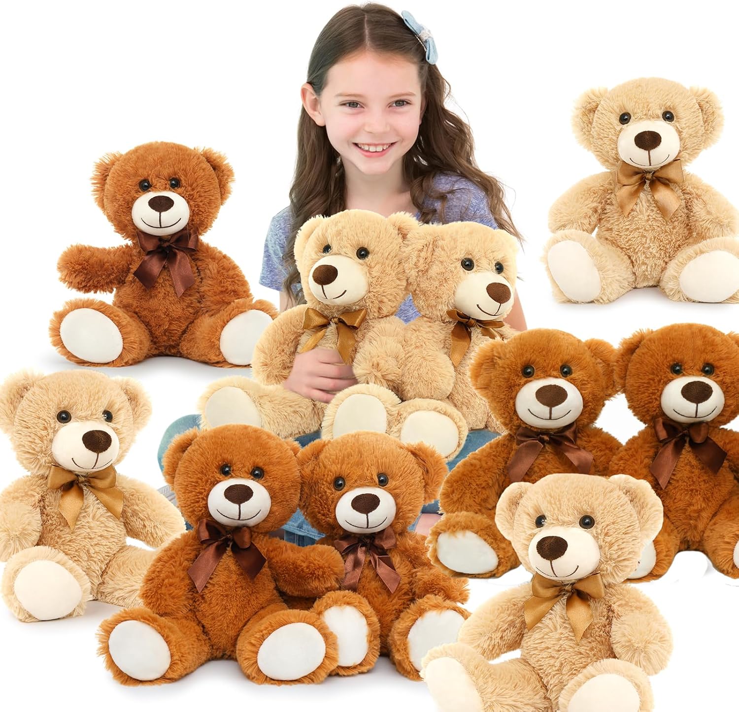 10 Pack Teddy Bears in Bulk - Soft 14 Inch Stuffed Animals Set