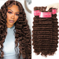 12A Deep Wave Human Hair Bundles 22 24 26 in - Rich Chocolate Brown