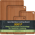 Wood Cutting Board Set - Carbonized Bamboo 4-Pack for Busy Kitchens