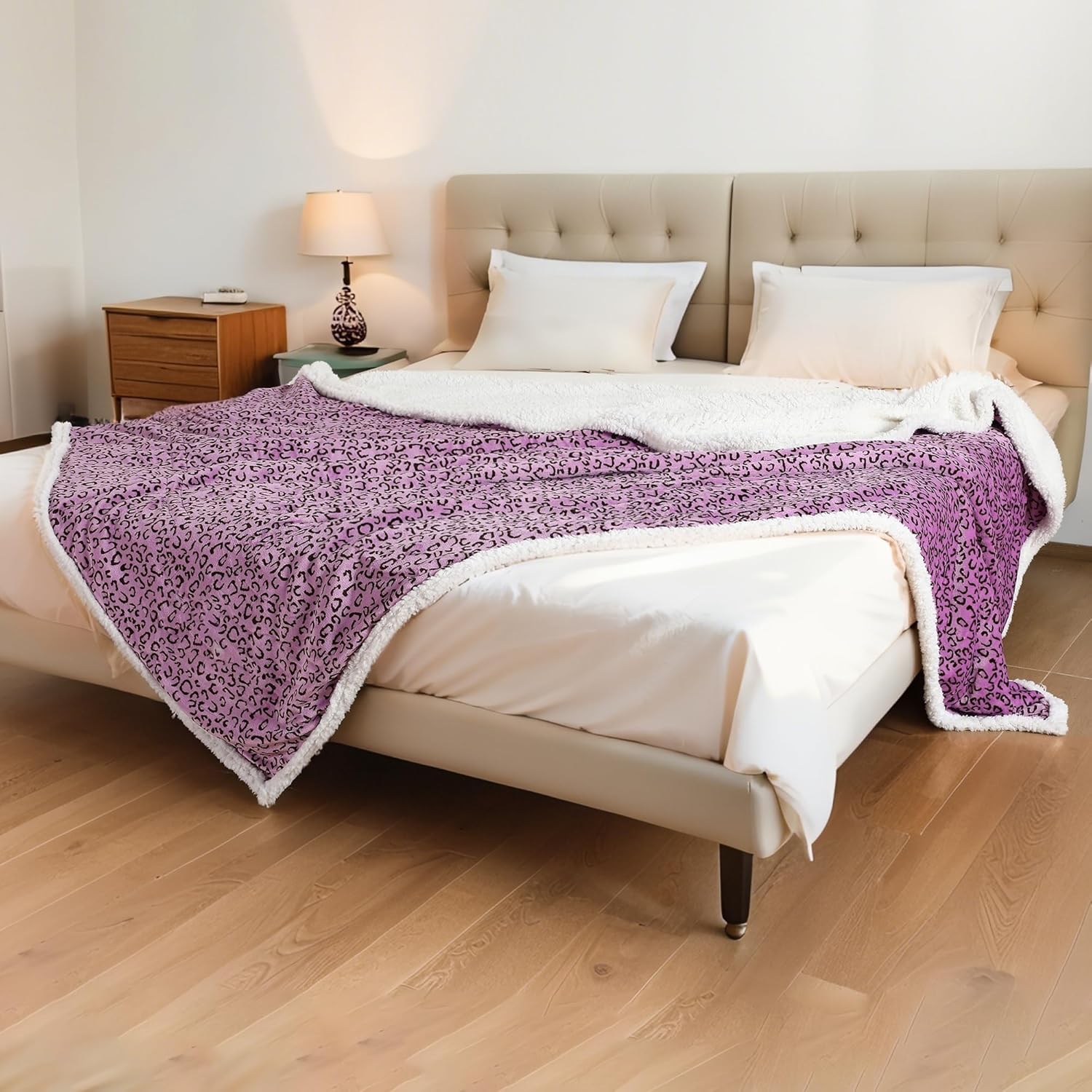 Electric Heated Blanket Full Size 72x84 Inch - Leopard Print