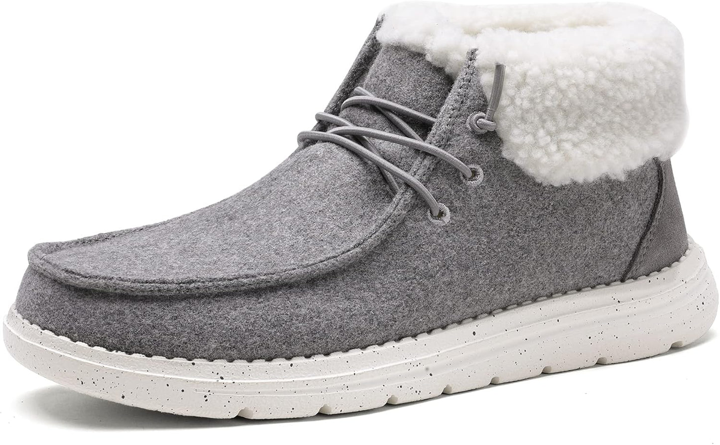 Bruno Marc Women's Ankle Fur Lace-up Warm Boots for Winter