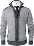 Vcansion Men's Classic Cardigan Sweater Stand Collar Slim Fit - Warm