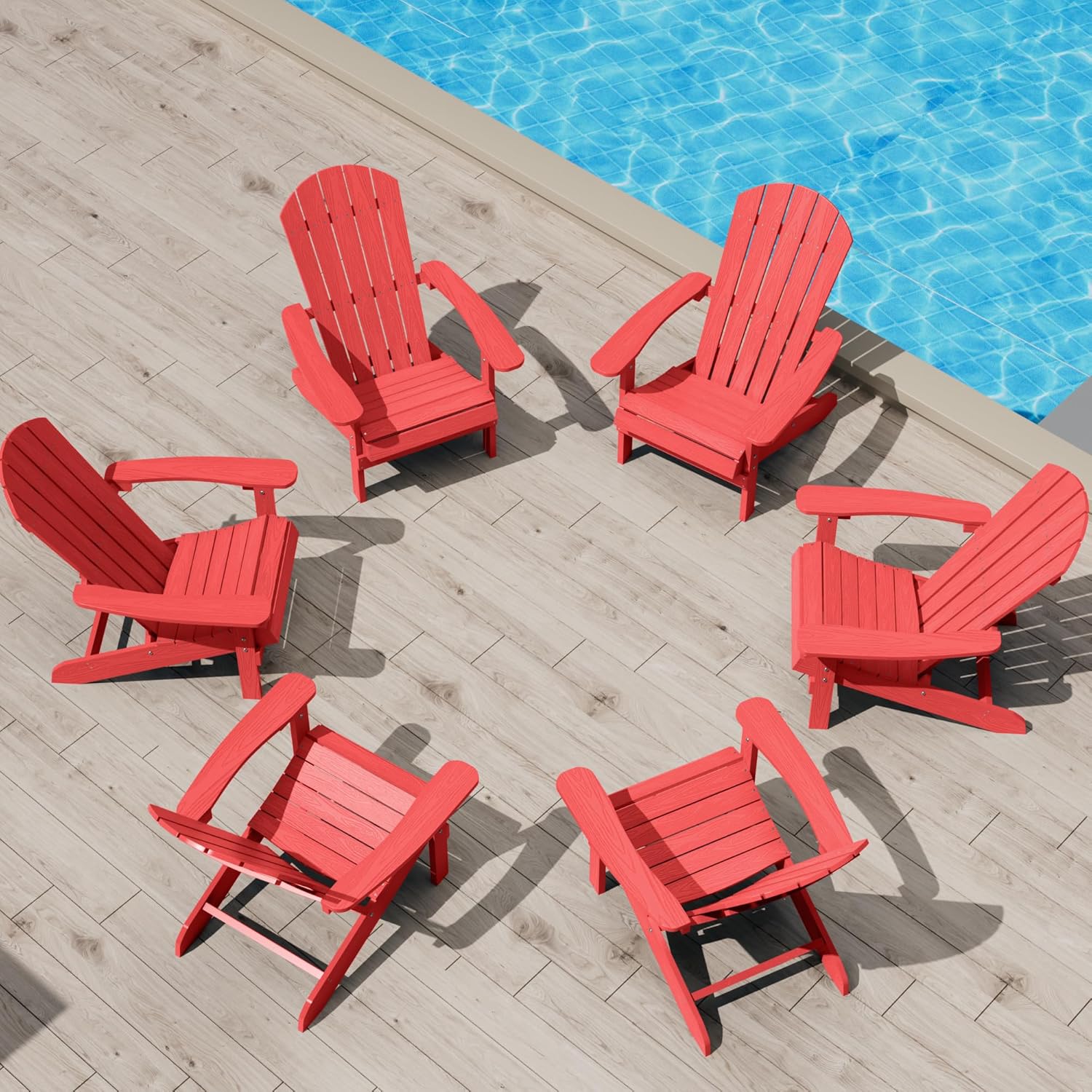 Adirondack Chairs Set of 6 - Durable Plastic Outdoor Chairs