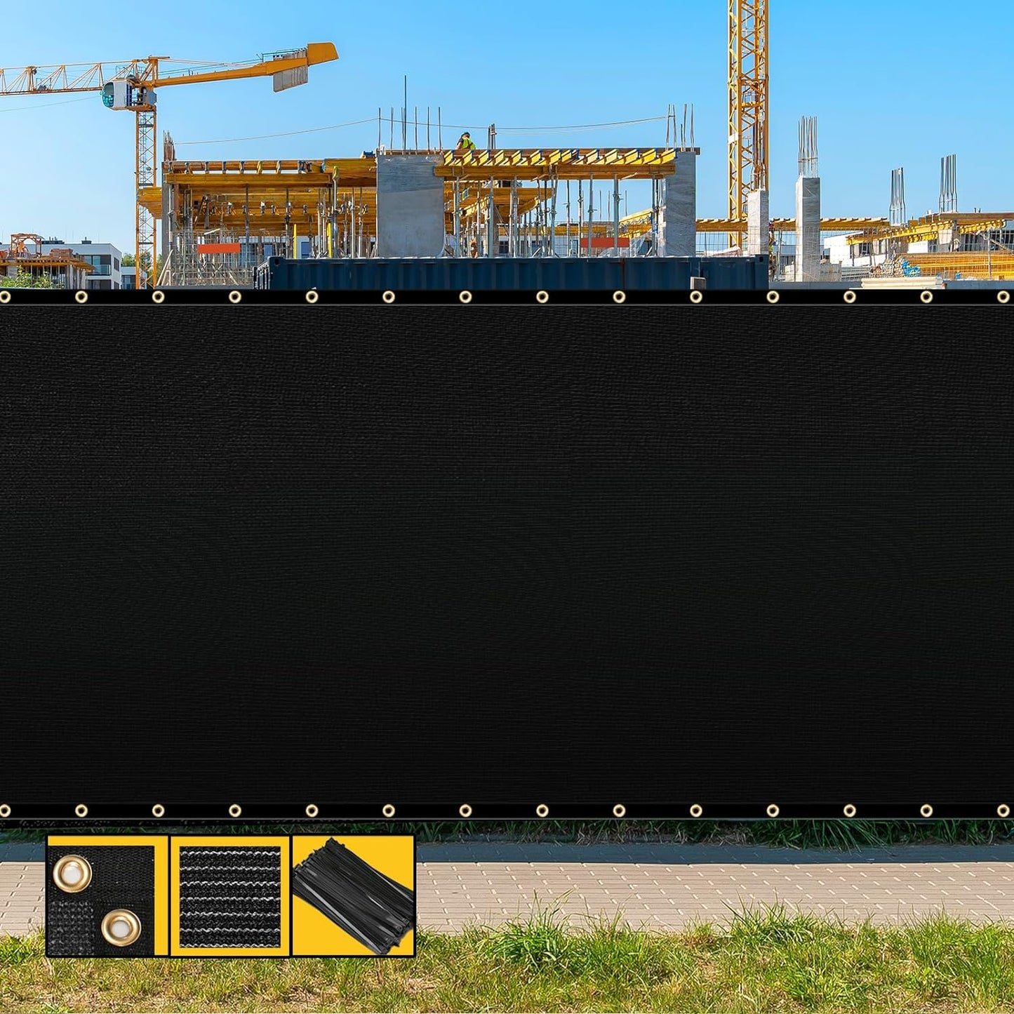 Customized 8ft x 19ft Black Fence Privacy Screen for Gardens