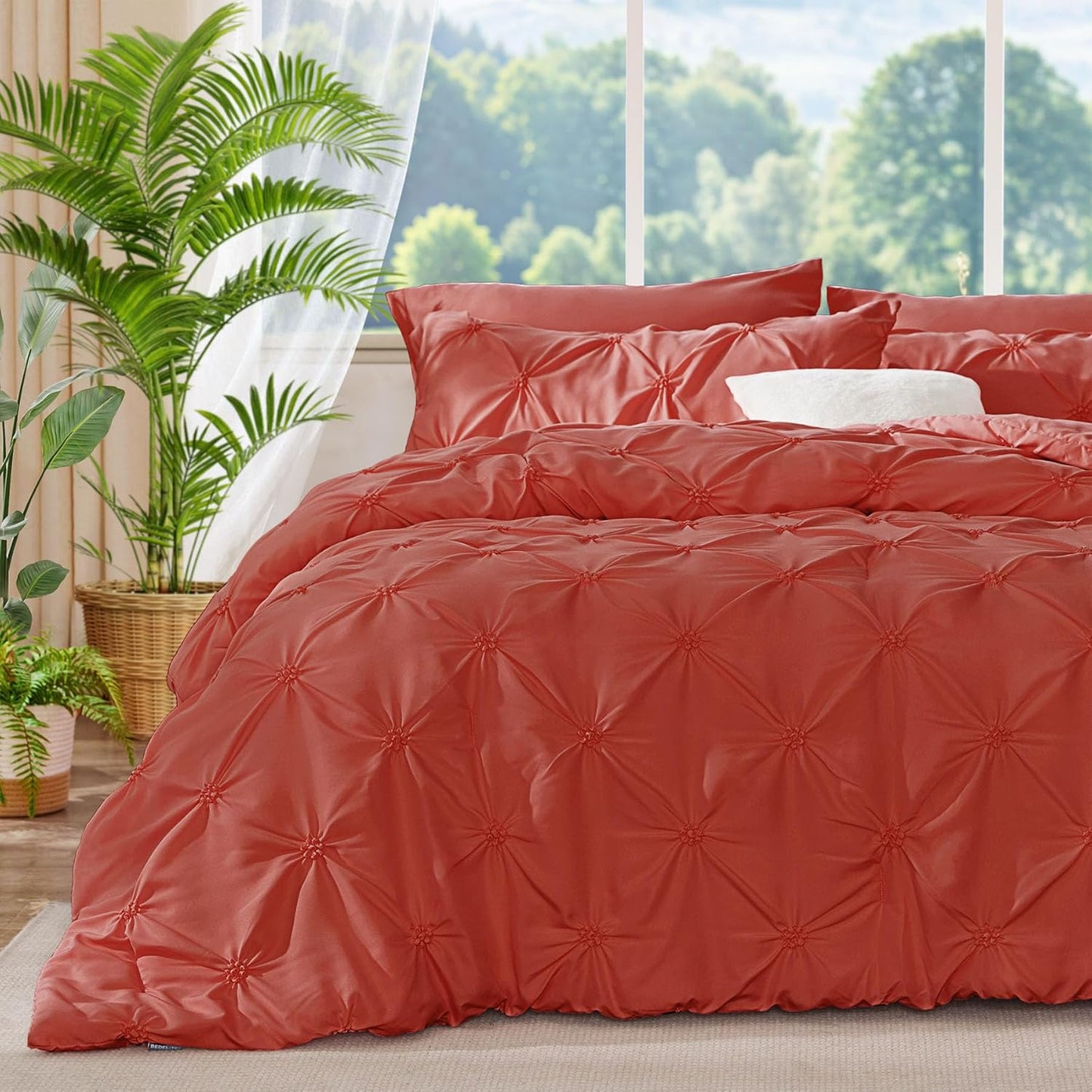 BEDELITE Red Twin Comforter Set - Lightweight Boho Bedding