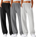 Womens Wide Leg Sweatpants 3 Pack - Baggy Joggers with Pockets