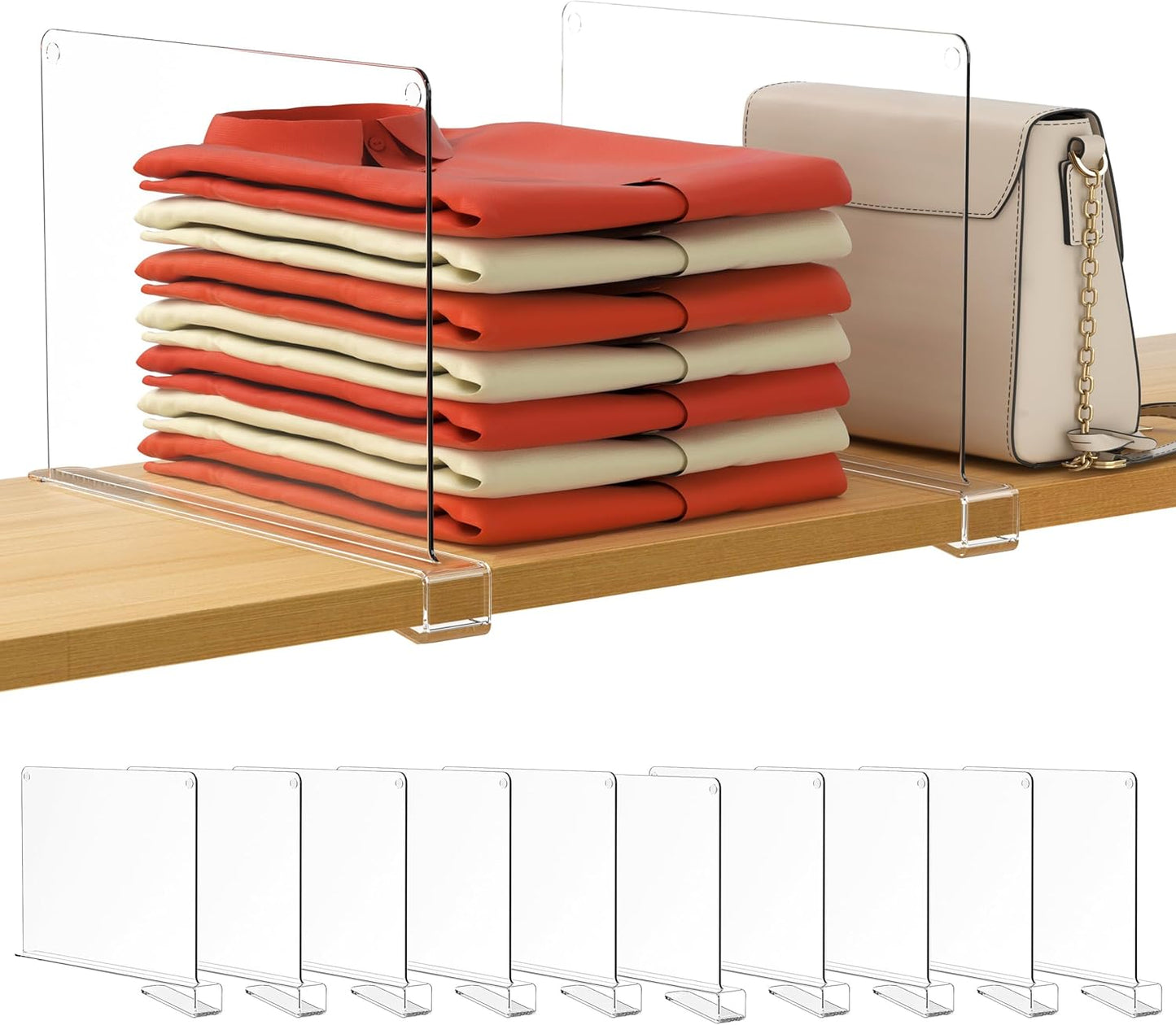 HBlife Clear Shelf Dividers for Closet Organization and Storage
