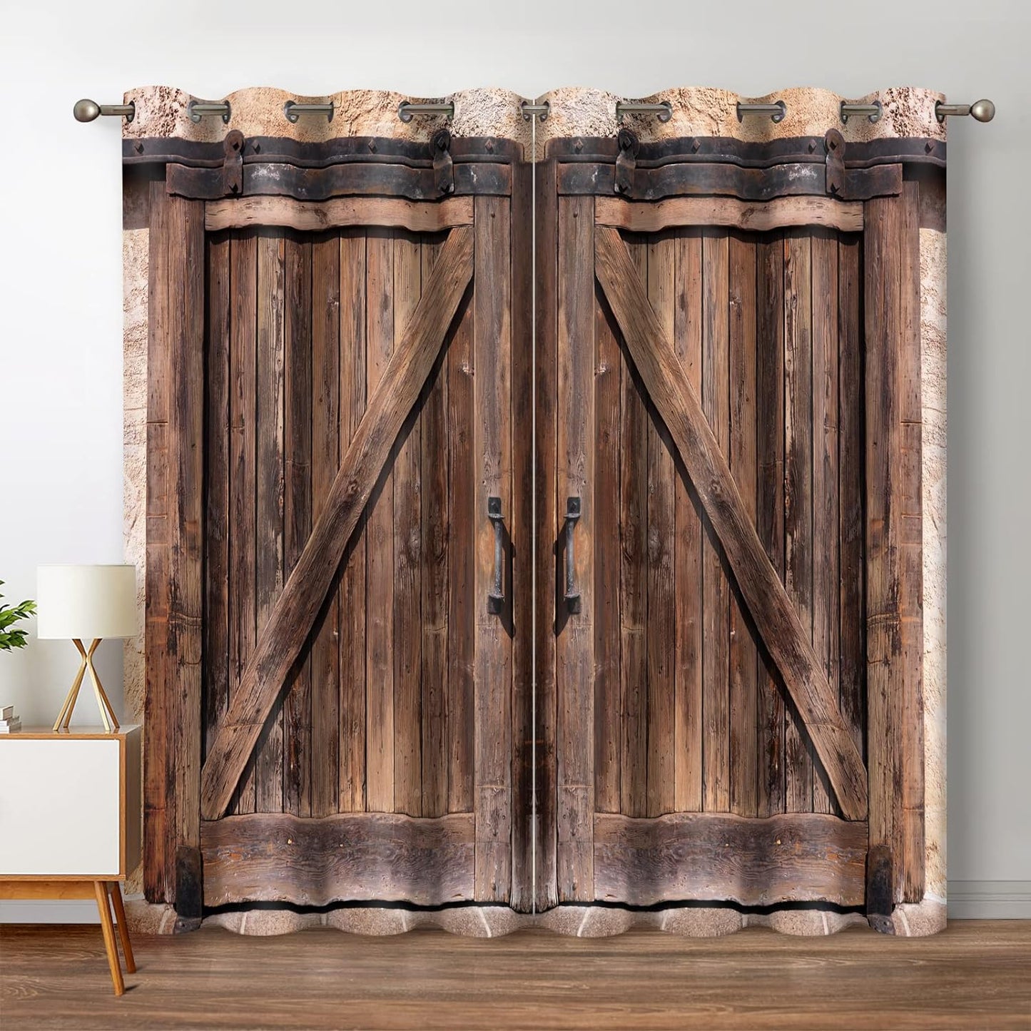 Jekeno Rustic Wood Blackout Curtains for Vintage Home Decor