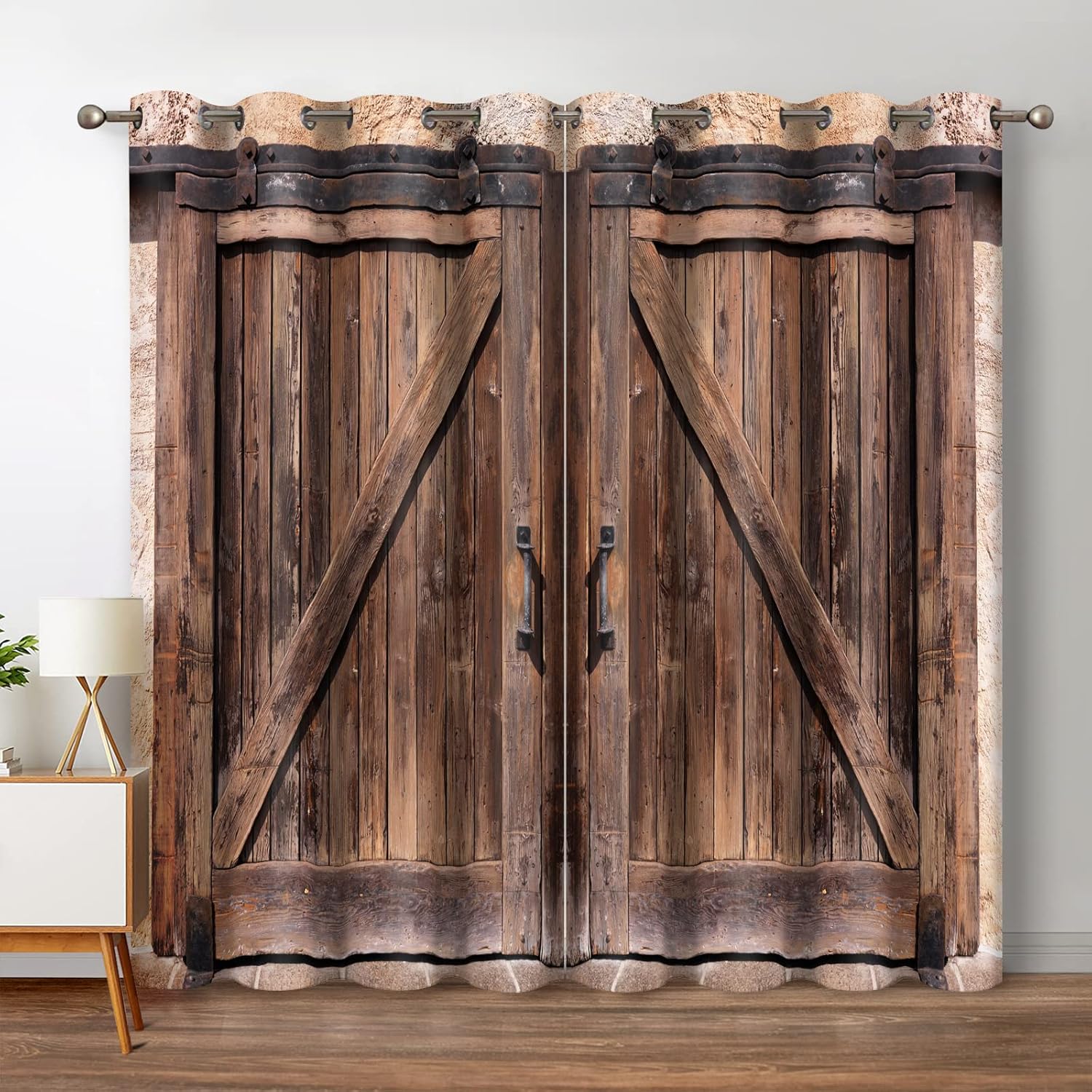 Jekeno Rustic Wood Blackout Curtains for Vintage Home Decor