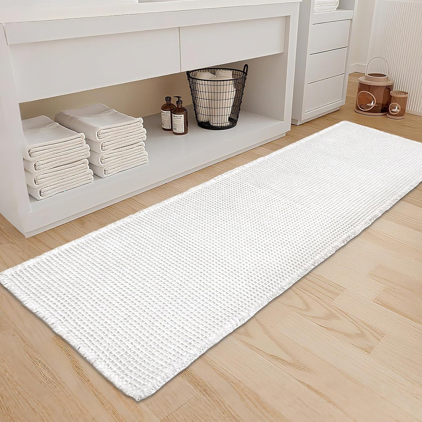 ZALL Waffle Bath Mat Super Absorbent Non Slip Rug 24X72in