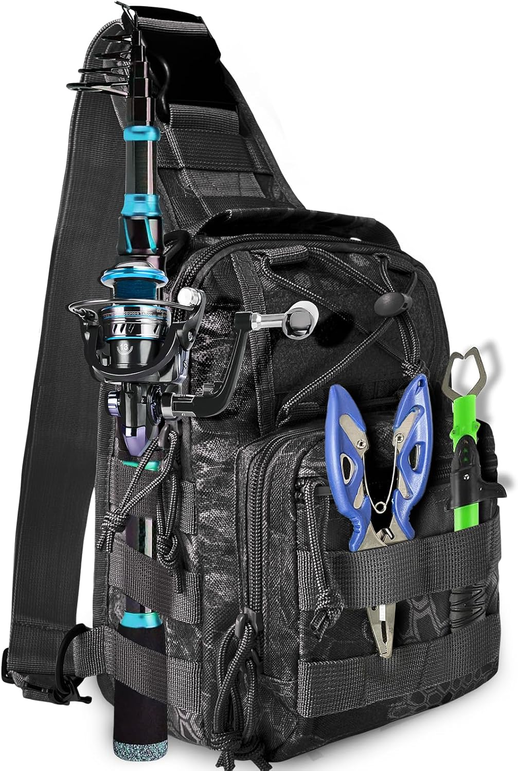 Fishing Tackle Storage Bag with Rod Holder - Bnqoe