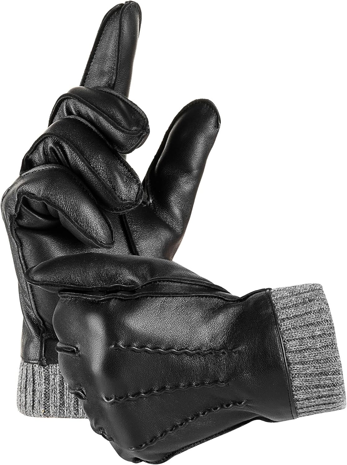 Men's Winter Genuine Leather Cashmere-Lined Gloves