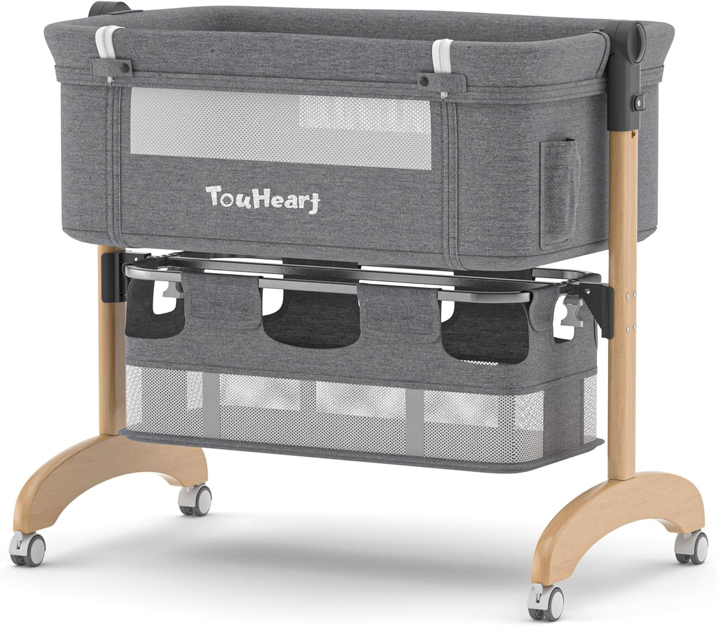 Baby Bassinet 3 in 1 Adjustable Height Bedside Sleeper with Wheels