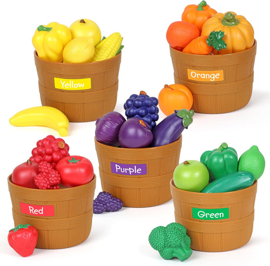 Farmers Market Color Sorting Set - Toddler Learning with Play Food