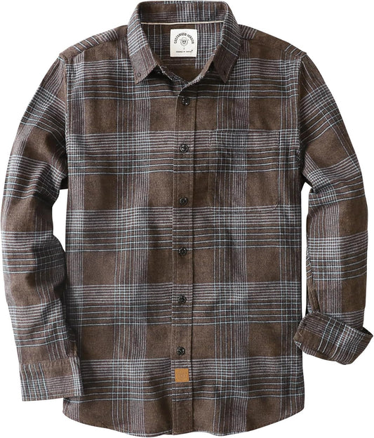 Dubinik Flannel Shirt for Men - Soft Cotton Long Sleeve Plaid