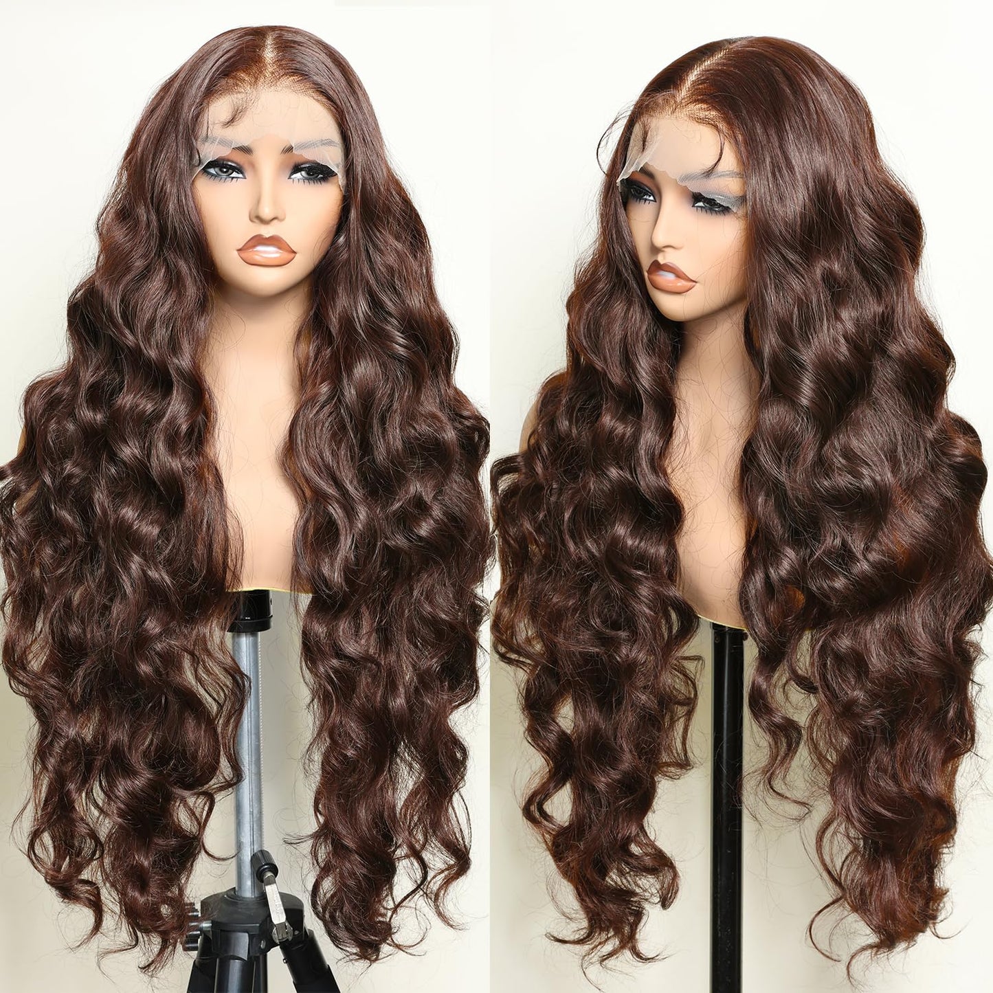 SOKU Brown 13x6 Lace Frontal Wig - 32 Inch Lightweight Wavy Hair