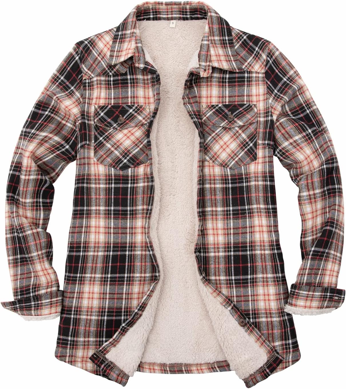 ThCreasa Womens Sherpa Lined Flannel Jacket for Cozy Warmth