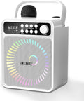 Karaoke Machine White Portable Bluetooth Speaker with 2 Mics - Party