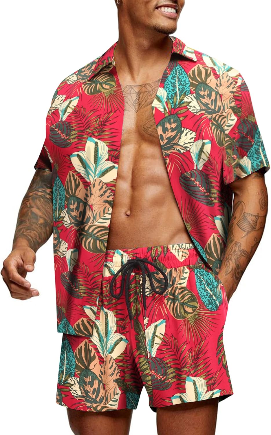 COOFANDY Hawaiian Matching Set for Men - Summer Beach Style
