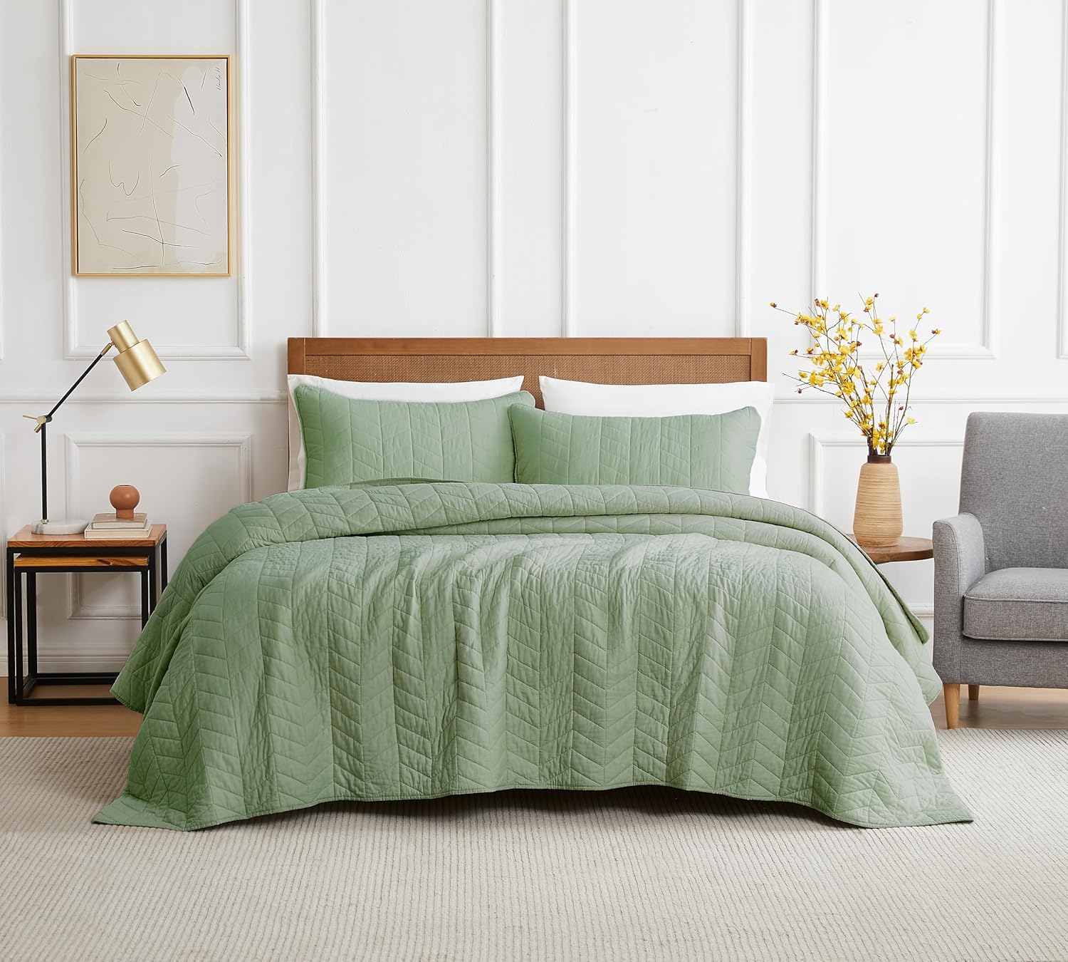 Palassio Sage Green Cotton Quilt King Size Bedding Set Review