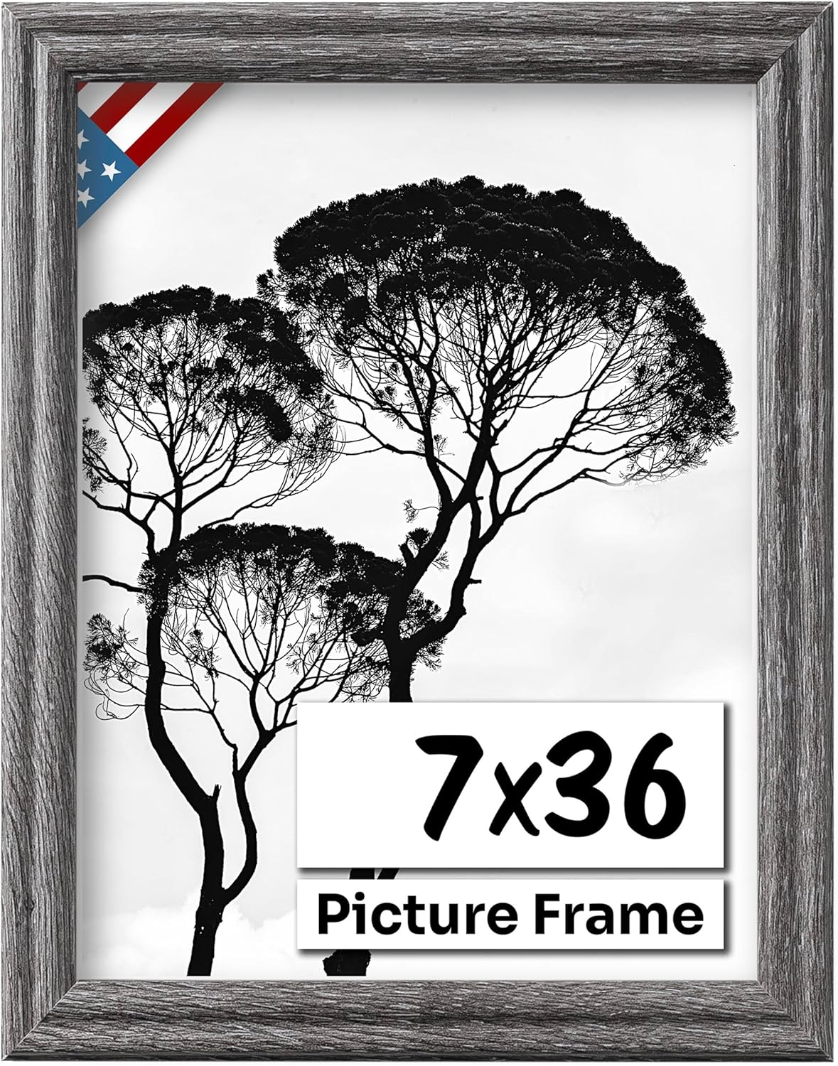 Barnwood Gray 7x36 Picture Frame - Handmade Solid Wood Frame