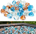 20lbs Fire Glass Diamonds 1 in Blended Fire Pit Glass Rocks - Vivid