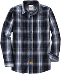 Dubinik Mens Button Up Plaid Long Sleeve Shirt - Comfortable Cotton