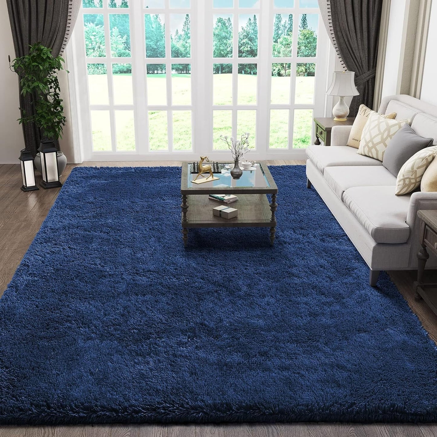 Ophanie 6x9 Blue Rugs for Living Room, Soft Shaggy Area Rug