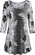 Nandashe Womens 3/4 Sleeves Floral Tunic Top - Flattering Lightweight