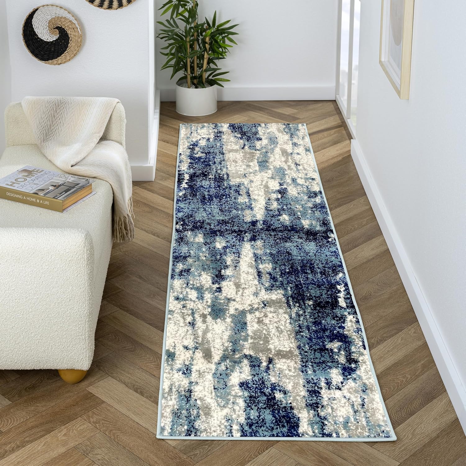 LUXE WEAVERS Modern Abstract Art Light Blue 2x7 Area Rug Review
