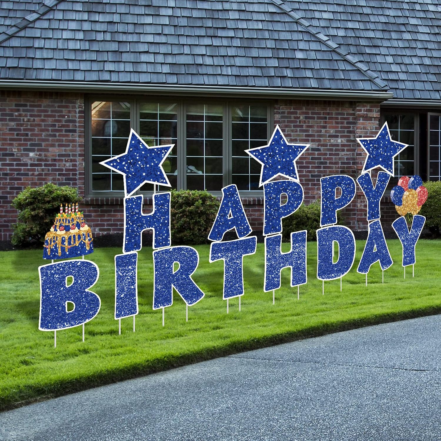 Happy Birthday Yard Signs Set with Stakes for Outdoor Decor