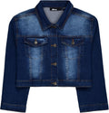 Cropped Denim Jacket for Women Stretchy Fitted Short Jean Shacket