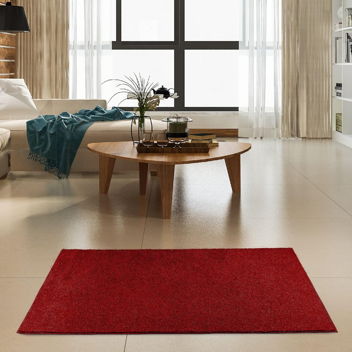 Pet Friendly Solid Color Area Rugs Red - 8ft x 10ft Rectangle