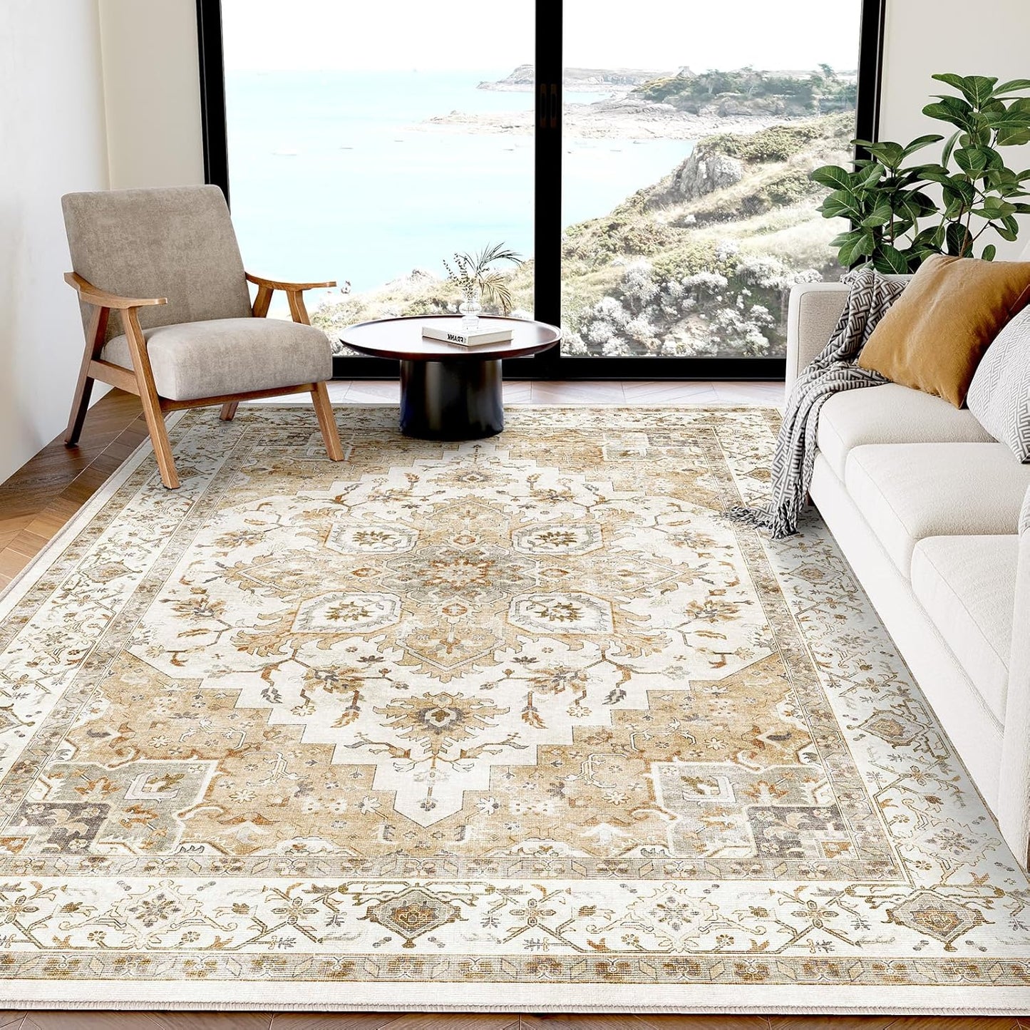 5x7 Area Rugs for Living Room, Washable & Non-Slip Backing
